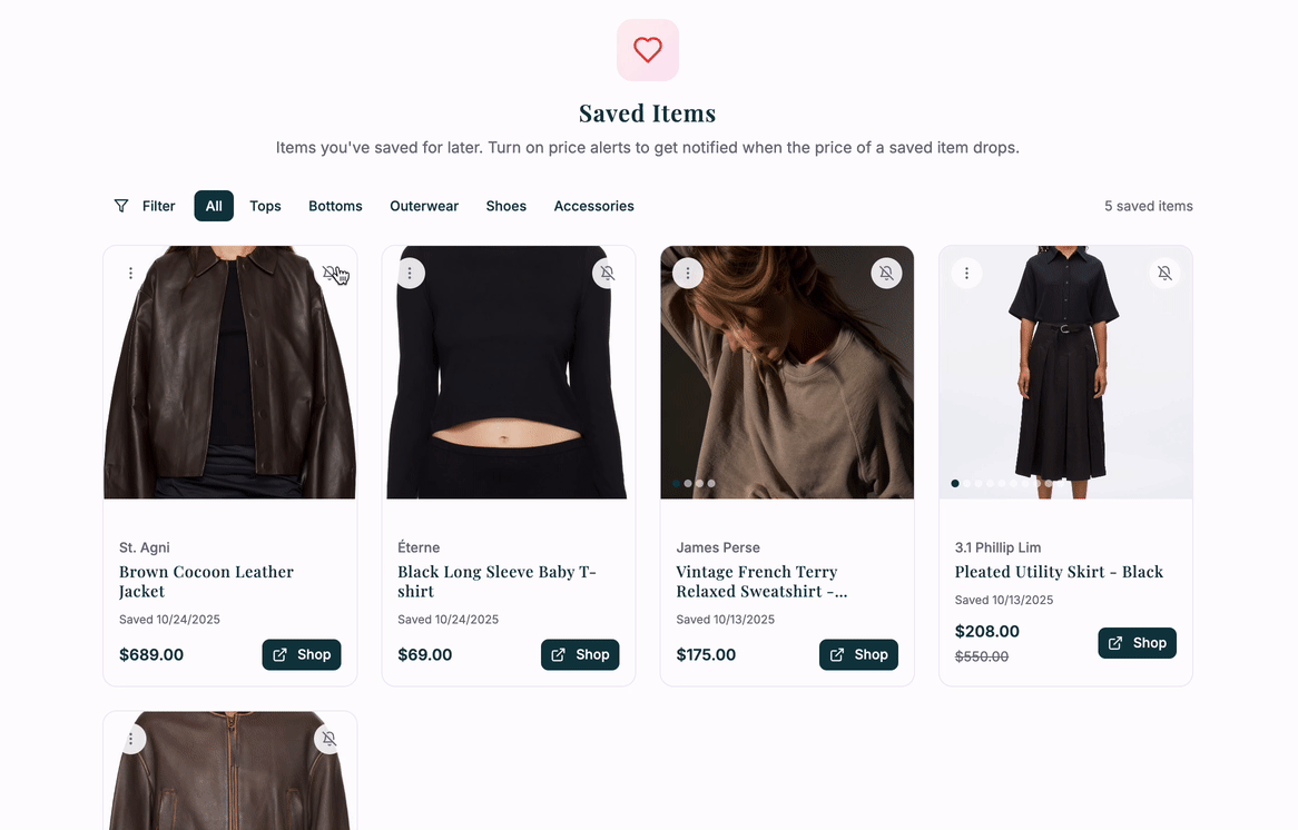 Price drop alerts for products
